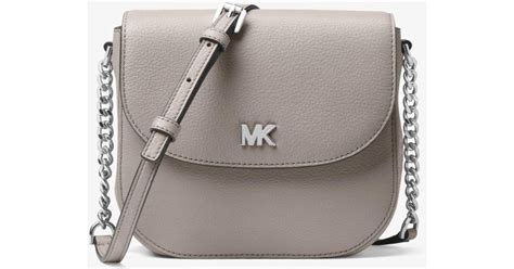 michael kors leather half dome crossbody pearl grey|MICHAEL KORS Half Dome Leather Crossbody Shoulder Bag .